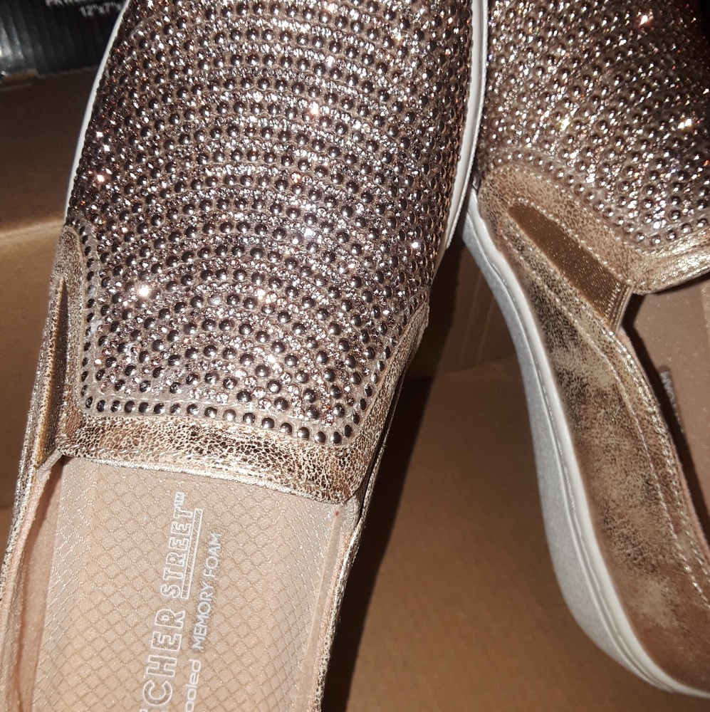 Sparkly Sketcher sneaker slip ons.
